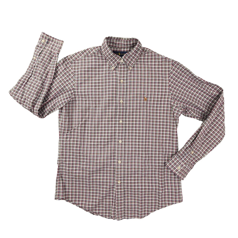 Ralph Lauren Custom Fit Button Up Shirt Men's Medium Plaid Multicolor Preppy
